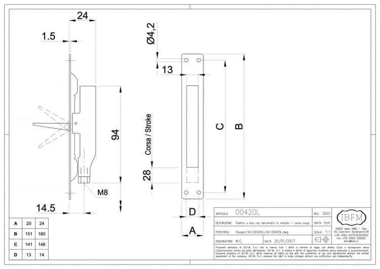 IBFM 420/L шпингалет дверной